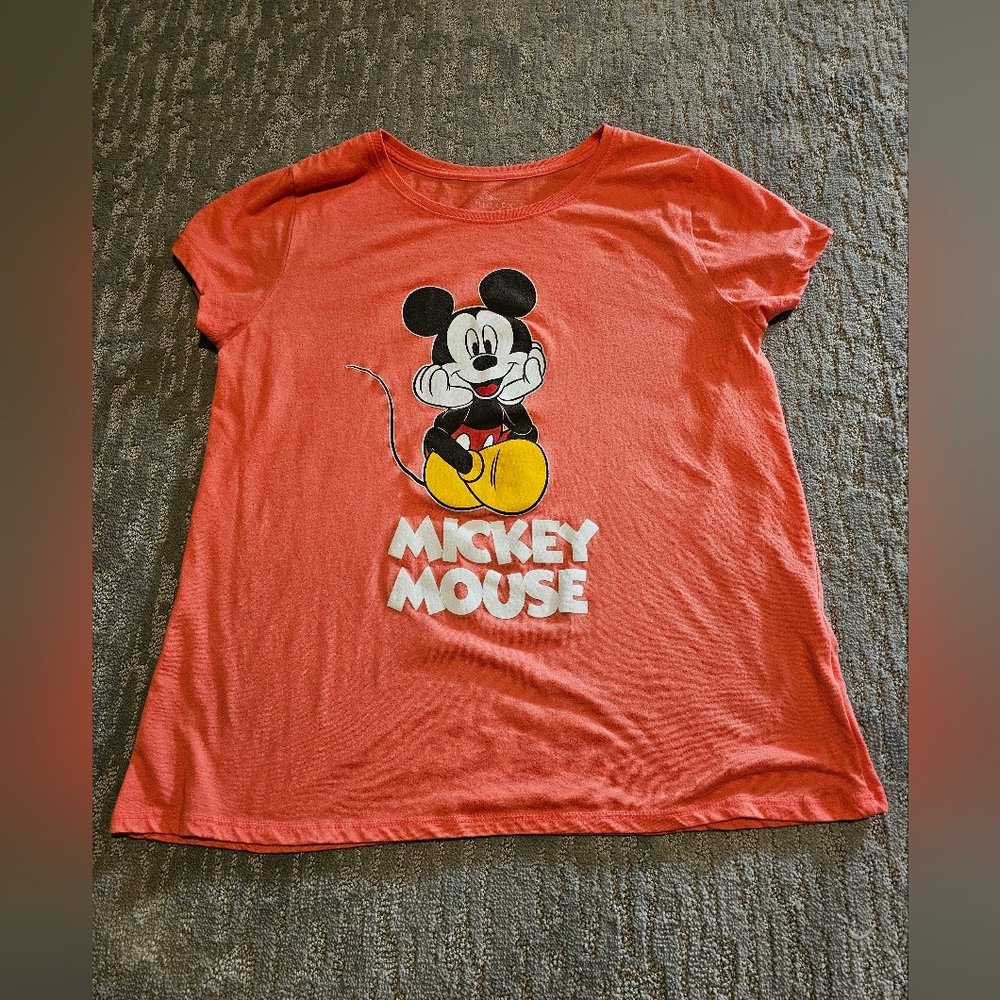 Disney Coral Mickey Mouse Short Sleeve Tee